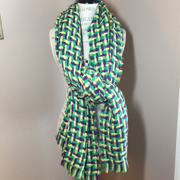 Mardi Gras💜💛💚Scarf Wrap, Triangle Table Topping NWT - Never Displayed or Worn - Picture 4 of 8